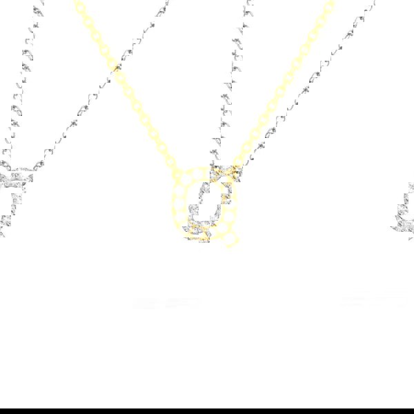 Say It With Dainty CZ Block Initial Necklace - Yellow Gold Plated