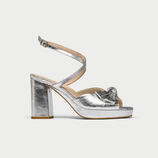 Calla Daisy - High-Shine Silver Metallic Block Heels