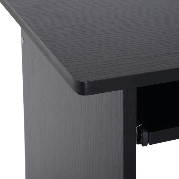 Wyld Haus Moke 80cm Wooden Black Compact Corner Desk With Keyboard Tray And Storage Shelves