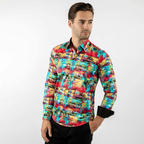 OIL PAINT BRUSH STROKES PRINT SHIRT – Premium Men's Patterned Shirt by Claudio Lugli | Bold Design, Tailored Fit, Best Printed Shirts