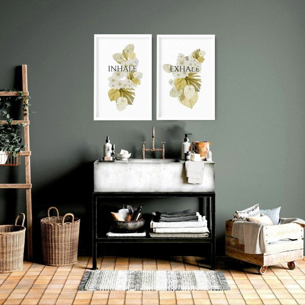 Boho bathroom wall decor | Set of 2 wall art prints