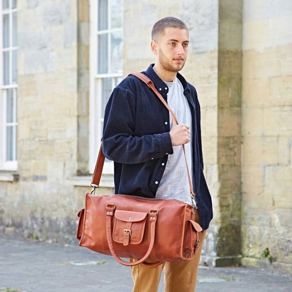 Paper High Brown Leather Holdall