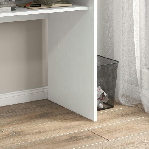 Wyld Haus Doha 90cm Wooden White Wood Grain Compact Study Desk With Storage Shelf