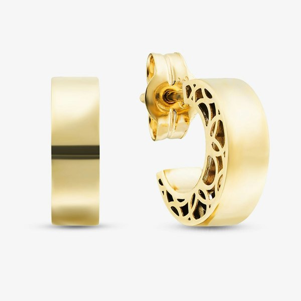 T. H. Baker 9ct Yellow Gold Filigree Half Hoop Stud Earrings 1.55.9289