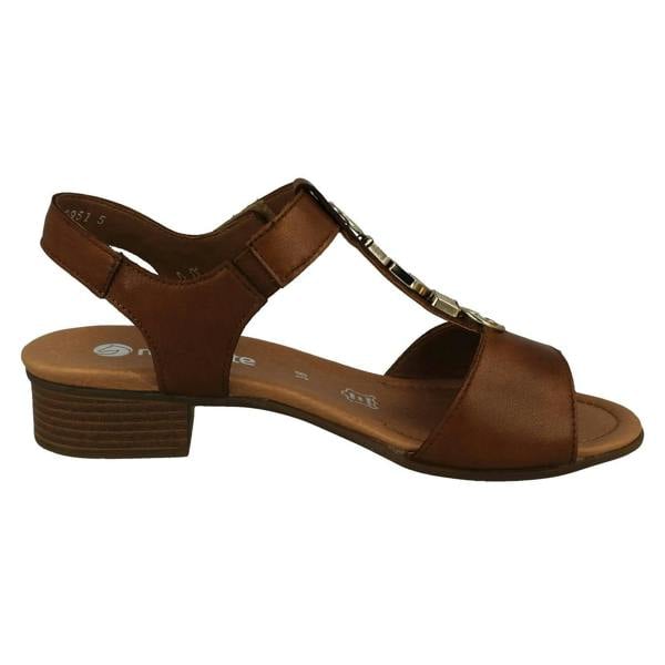 Remonte Ladies Remonte Block Heeled T-Bar Detailed Sandals D0P52