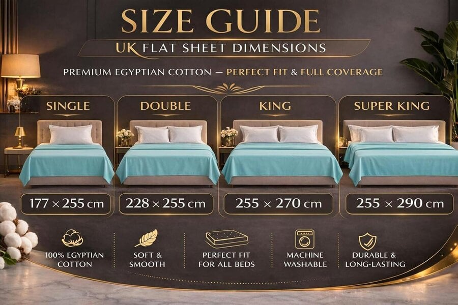 Night Zone 200 Thread Count Egyptian Cotton Flat Sheet – Hotel Quality Bed Linen