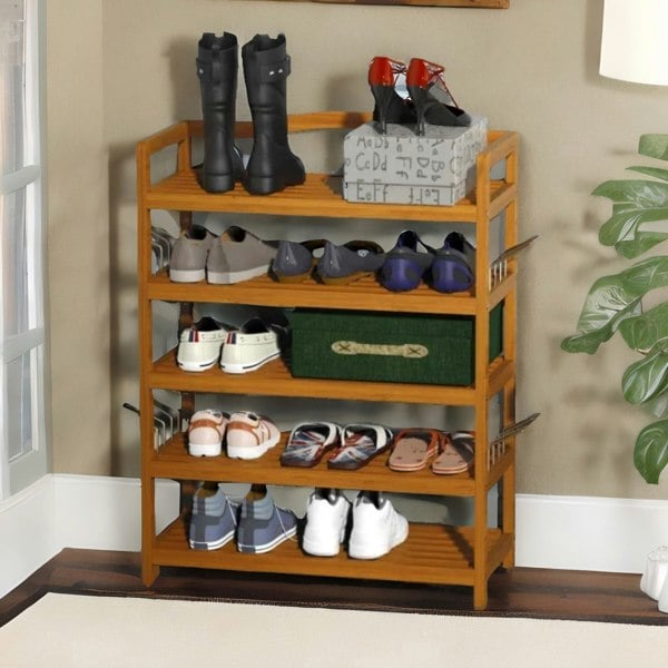 Rafaelo Mobilia 5 Tier Shoe Rack Bamboo