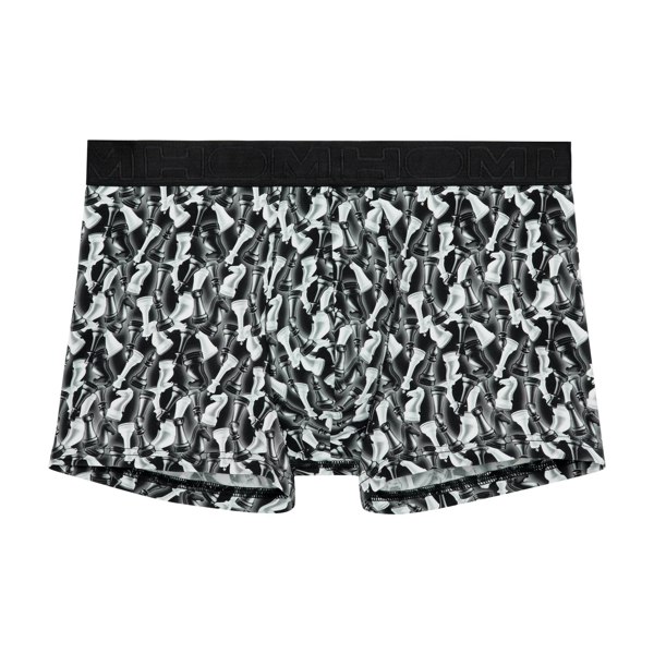 Hom Chess Print Boxer Trunk, Black