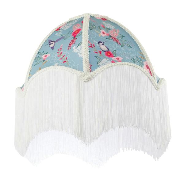 1920s Vintage Duck Egg Lamp Shade with Vibrant Flowers and Birds Decor Image 4