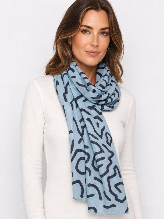 PennyPlain All Over Print Scarf - Glacier
