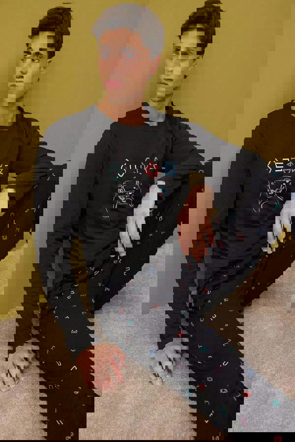 WOVCOR 2-Piece Regular Fit Game Print Knit Pajama Set