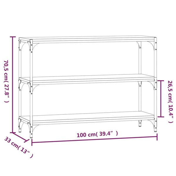 Berkfield Book Cabinet Smoked Oak 100x33x70.5 cm Engineered Wood and Steel