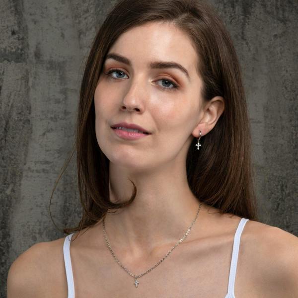 Dainty Cross Pendant Necklace for Women with Cubic Zirconia - namana.london