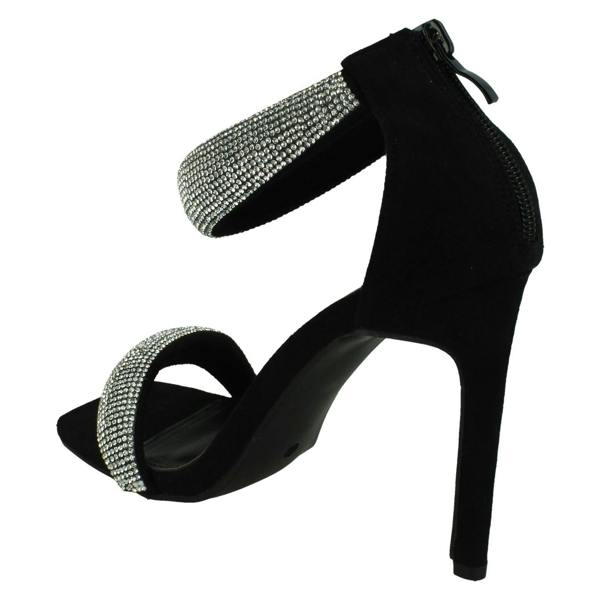 Spot On Ladies Spot On High Heeled Embellished Sandals F12054