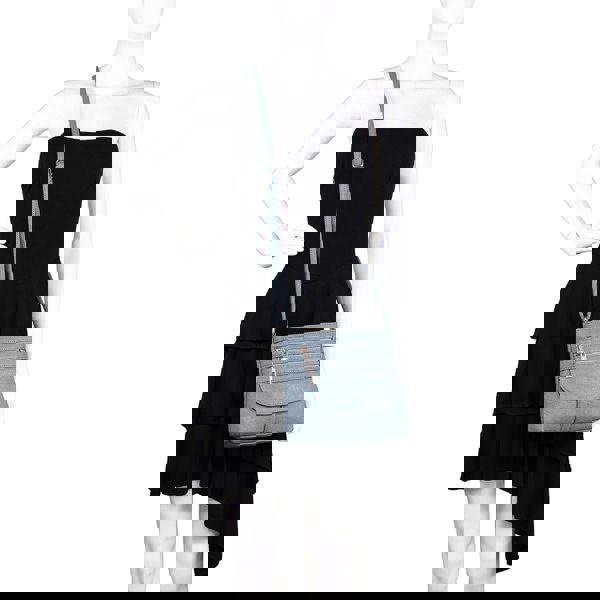 Kitise Small Slim Crossbody Messenger Bag Multilayer Zip Purse