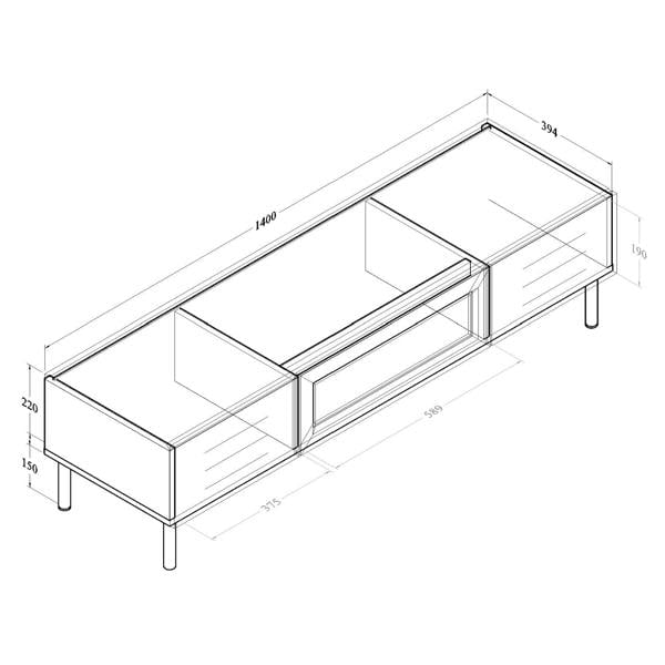 All internal and external dimensions of the tv cabinet.