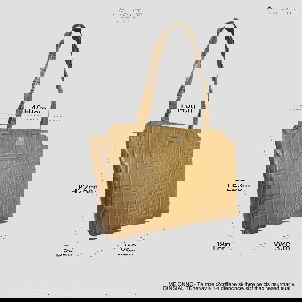 Assots London 'JUDITH' Mustard Croc Real Leather Shoulder Bag