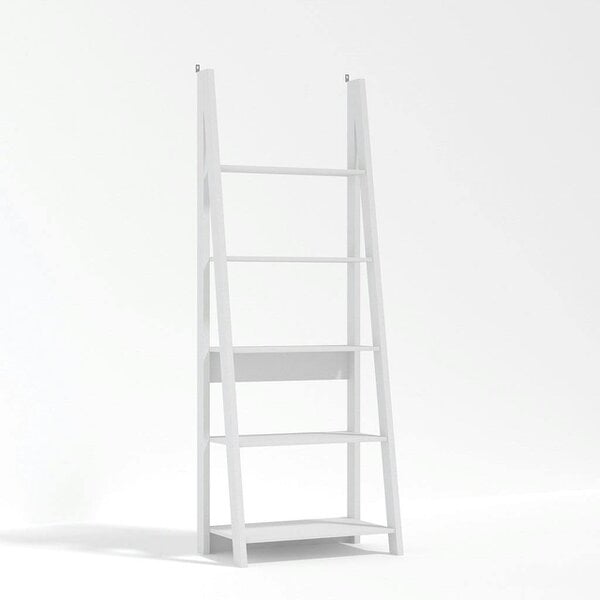 Wyld Haus Athy White Wooden Ladder Bookcase 5 Shelves