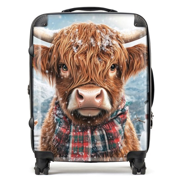 Warren Reed Snowy Highland Cow Suitcase