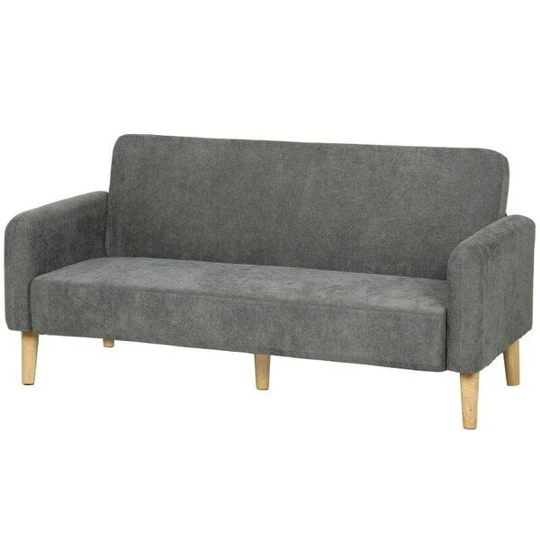 2 Seater Sofa, Velvet Small Couch with 20cm Thick Padding, Wide and Deep Seat, Grey