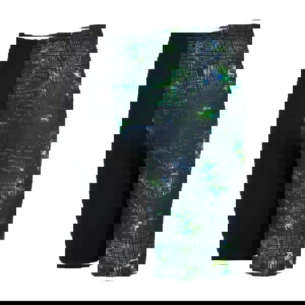 Zoggs Urban Galaxy print mid jammer swim trunks in black and green