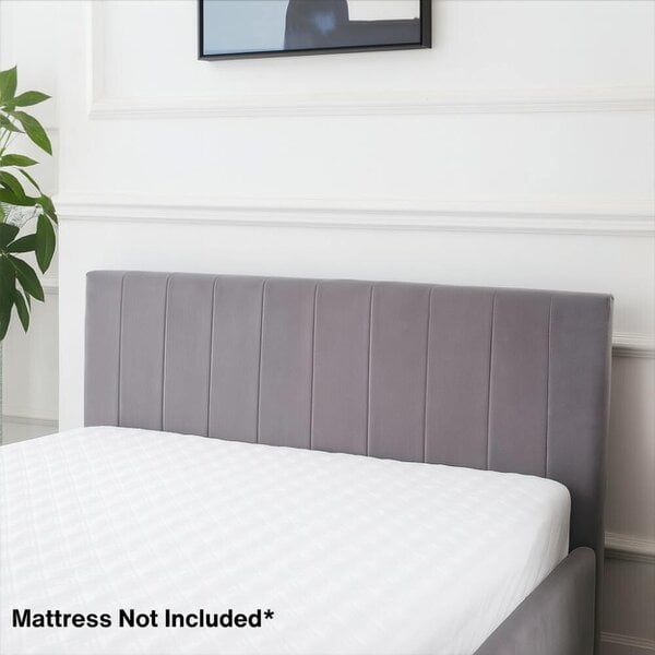 Kosy Koala Ottoman Bed Gas Lift Storage Grey 4ft6 Double Line Pattern Velvet Bedroom