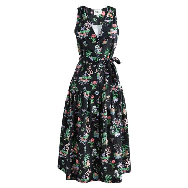 Cath Kidston Womens/Ladies Island Print Flowy Sleeveless Midi Dress - Black - 