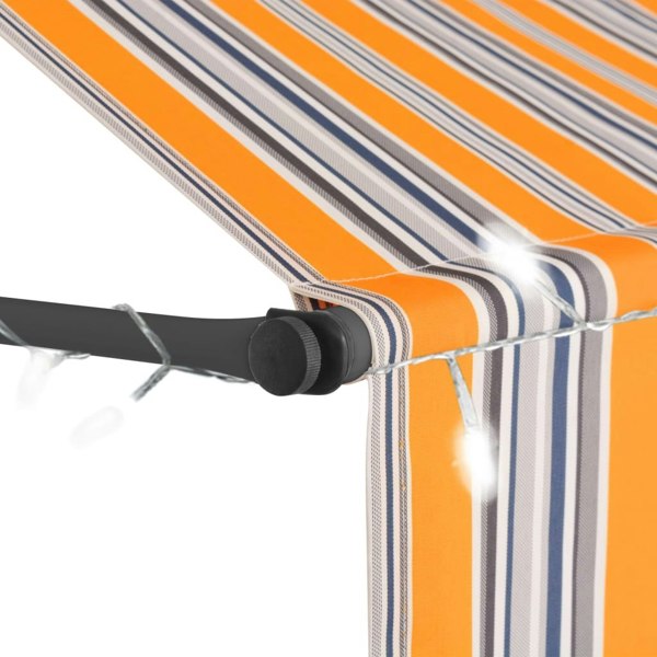 Berkfield Manual Retractable Awning with LED 300 cm Yellow and Blue