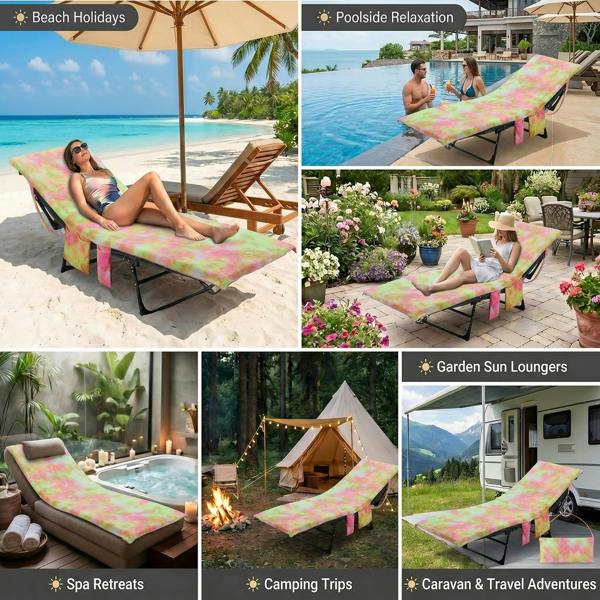 LKH HOME COLLECTION Sun Lounger Towels with Pockets & Shoulder Strap - 210x75CM Microfibre Beach Towel for Recliner for Pool Chairs