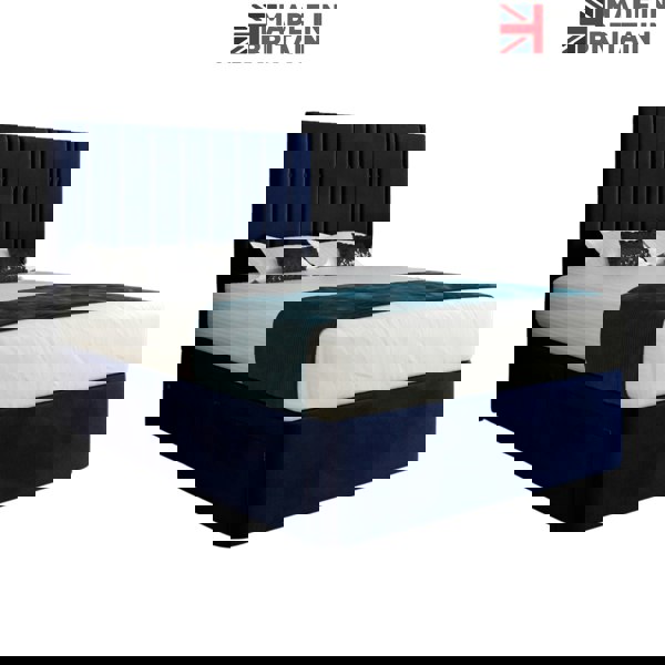 Casa Magna Marcelo Upholstered Soft Velvet Bed Frame - Blue