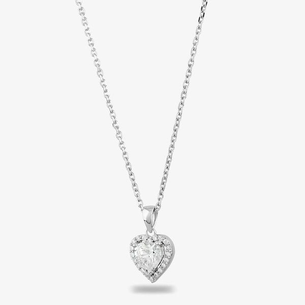 Starbright Silver Heart-cut Cubic Zirconia Halo Pendant THB-03P 3A