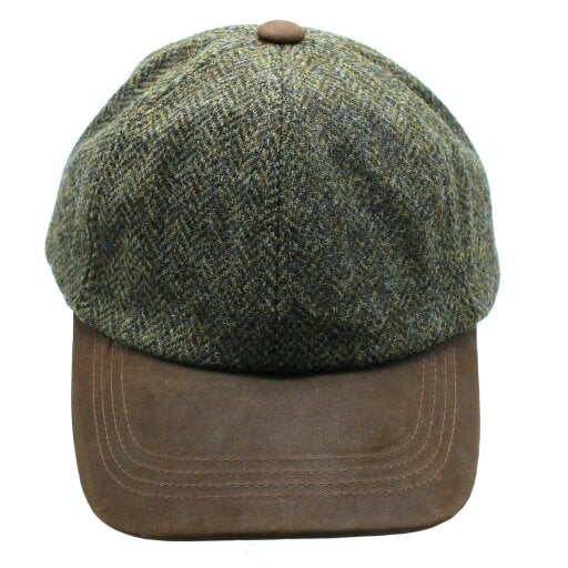 Heather Hats & Accessories British Wool Tweed Baseball Cap, Cotton Lining, Outdoor Wear, Pine Olive