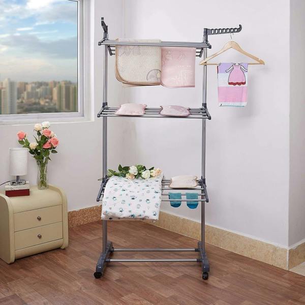 HYGRAD BUILT TO SURVIVE HYGRAD® Clothes Drying Rack 3 Tier Clothes Dryer Stand Foldable Laundry Clothes Rack Organiser UK (Grey)