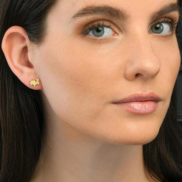 namana Gold Plated 925 Sterling Silver Cute Rabbit Shaped Small Stud Earrings for Women