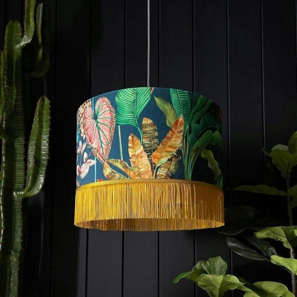 Handmade Tropical Leaf Magic Fruits Lampshade With Fringing