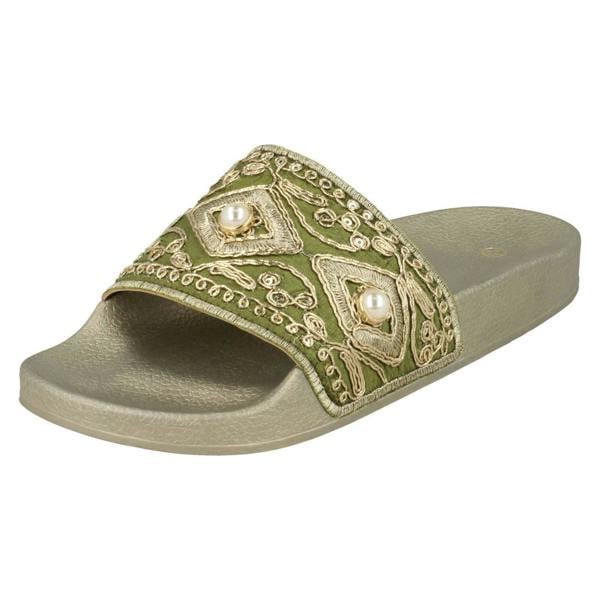 Spot On Ladies Spot On Beaded Slider Mules