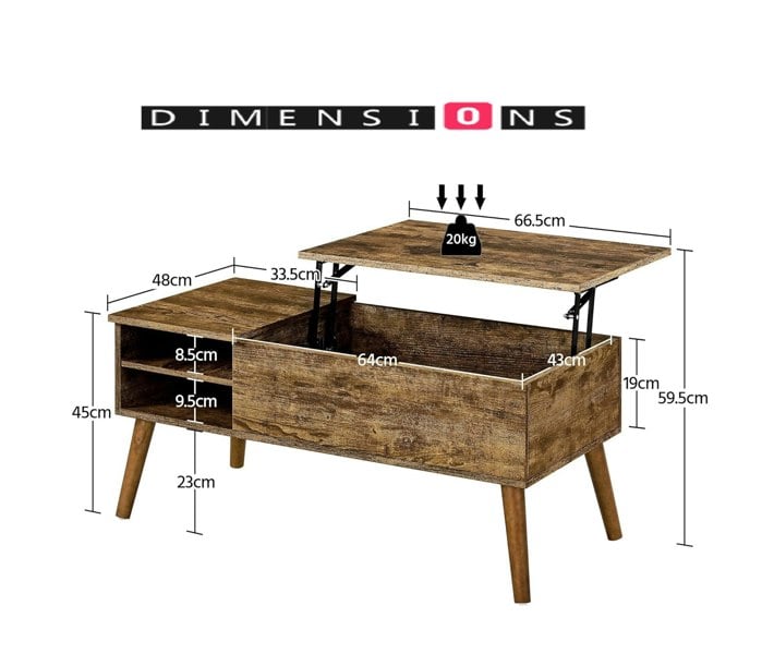 Modcraft Industrial Coffee Table with Hidden Storage