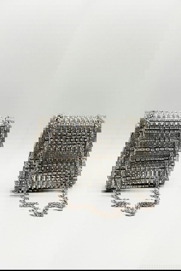 SVNX Silver Embellished Shoulder Bag