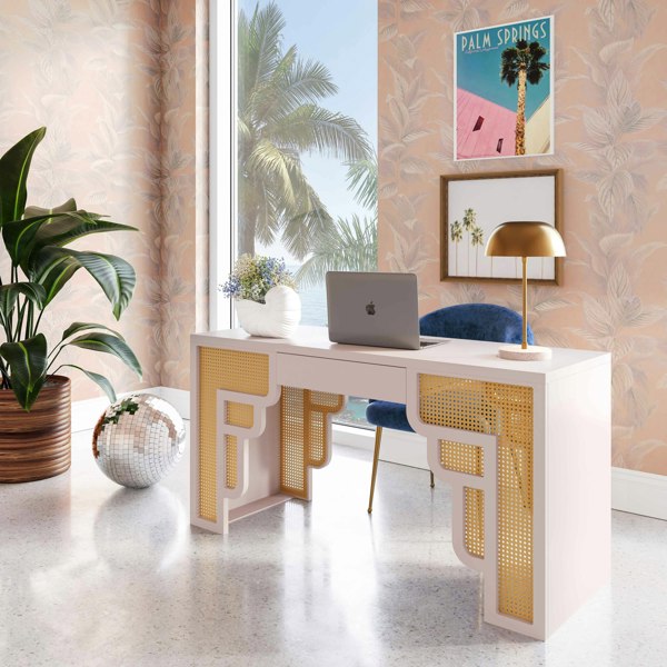 Furniture Edit Suzie Cream & Rattan Executive Desk