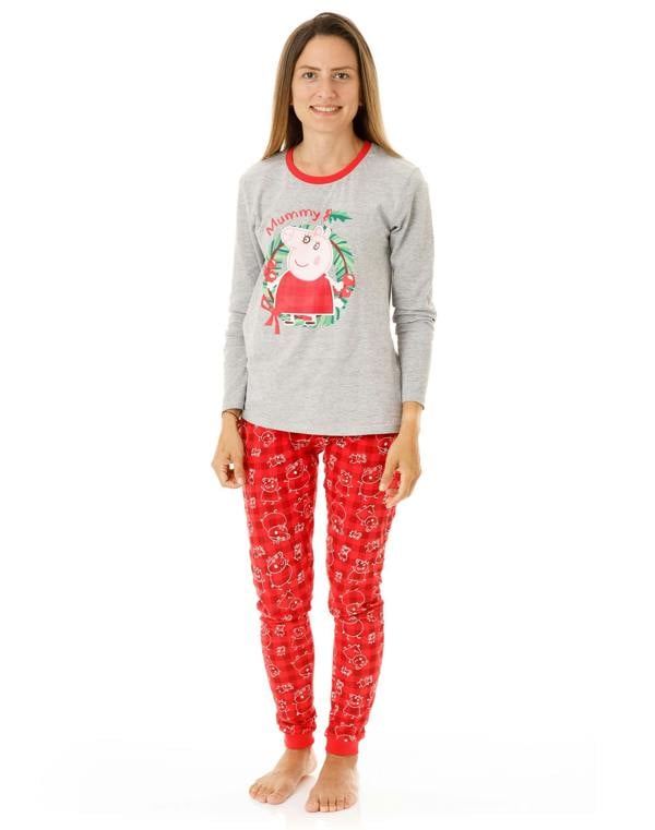 Peppa Pig Womens Red Mummy Pig Long Sleeve Long Leg Pyjama Set