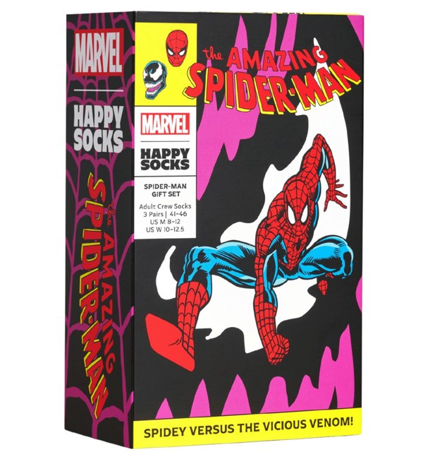 Happy SocksSocks 3 - pack3 - Pack Marvel Spiderman Socks Gift Box, Red/Yellow/NavyBoxers & Briefs