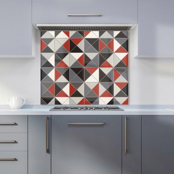 Warren Reed - Designer Grey Red Triangle Geometric Kitchen Splashback