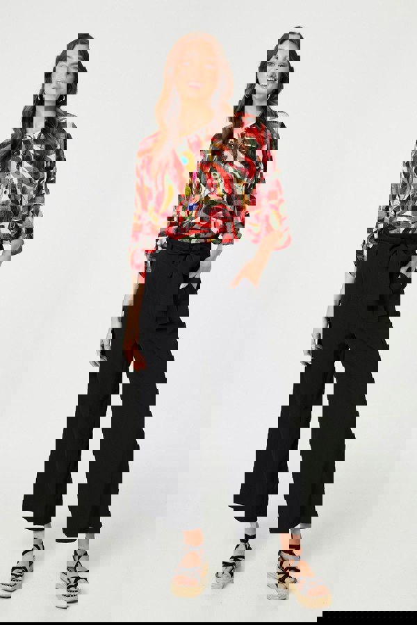 Orange | Printed Oversized Top with Necklace