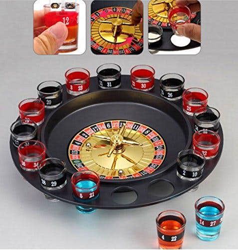 Roulette Wheel 16 Shot Adult Party Drinking Game Set Glass Casino Spin Stag Hen