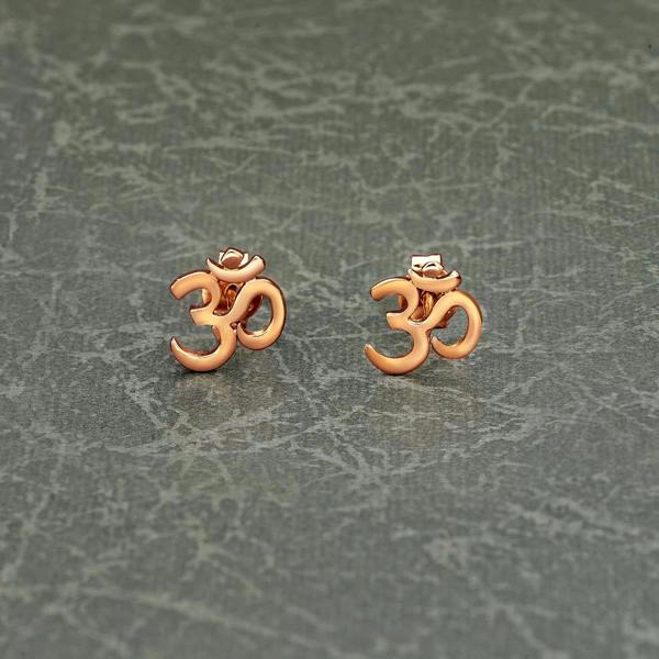 namana Rose Gold Plated 925 Sterling Silver Divine OM Stud Earrings For Women