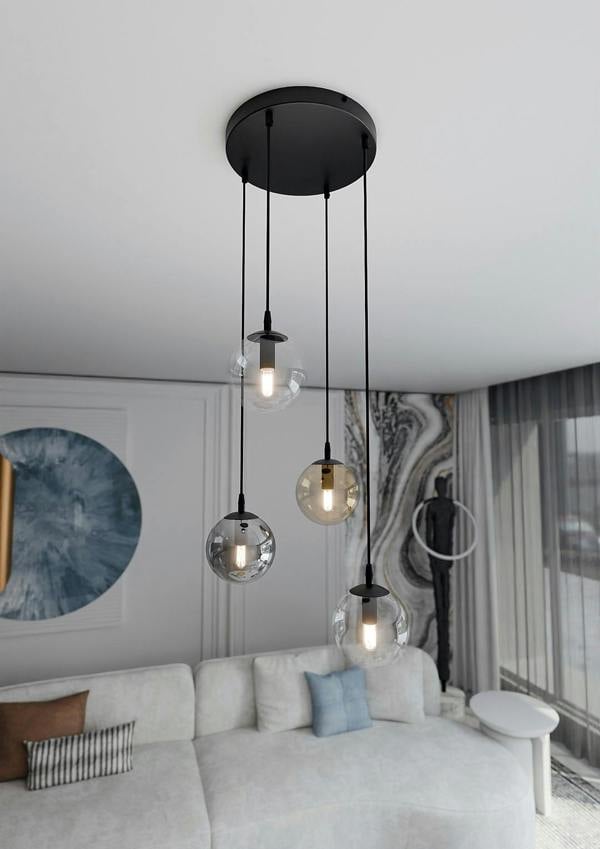 Emibig COSMO Pendant lamp  4 x E14 Black with Transparent, Graphite and Amber Shade