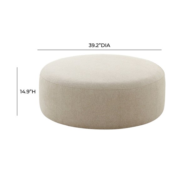 Furniture Edit Broohah Beige Linen Ottoman Footstool