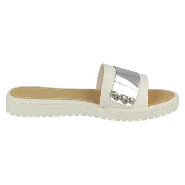 Savannah Ladies Savannah Flat Metal Detail Mules
