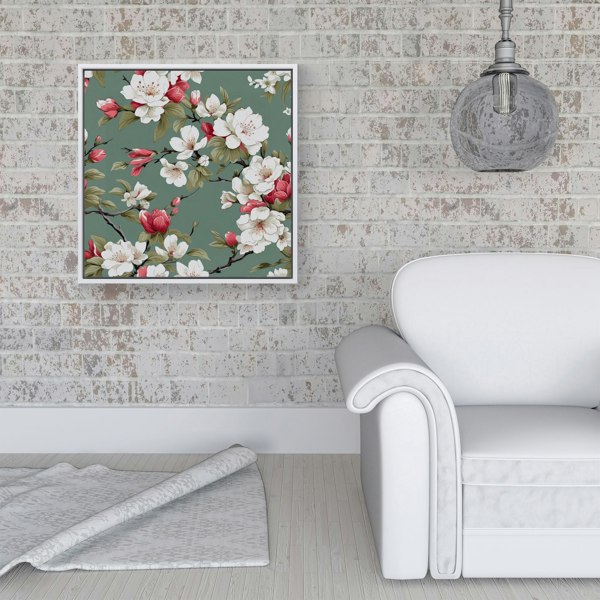 Warren Reed Pink And White Blossom Framed Canvas