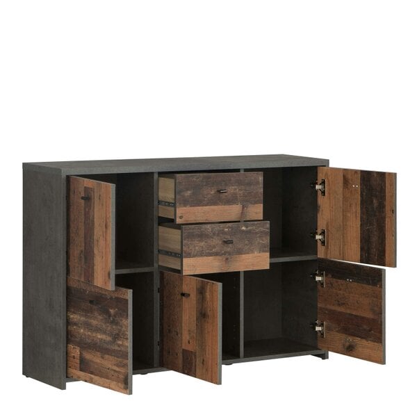 Wyld Haus Willowmere Vintage Wood Chest Storage Cabinet 2 Drawers 5 Doors